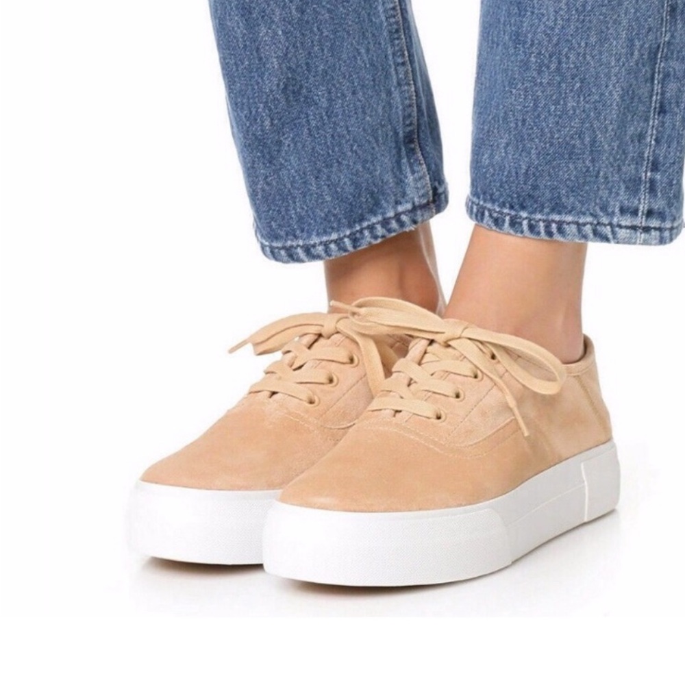 VINCE Cream Tan Suede Tennis Shoes